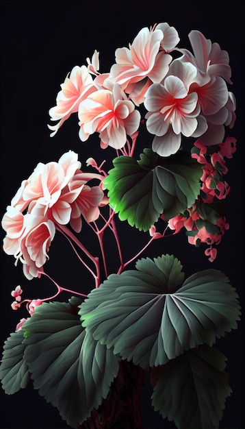 Painting of pink flowers in a vase generative ai