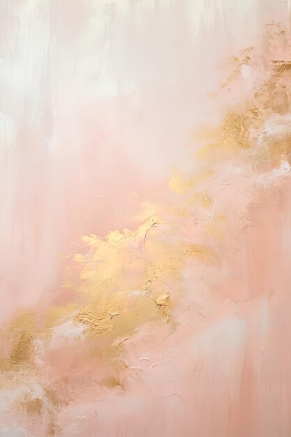 Photo a painting of a pink and gold colored wall with a gold flower on it