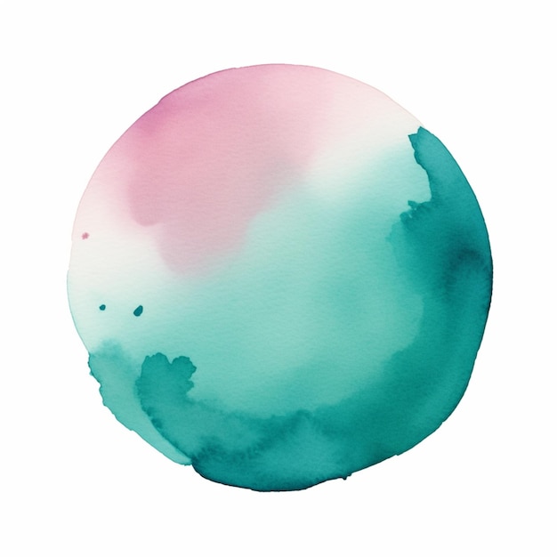 painting of a pink and green circle with a white background generative ai