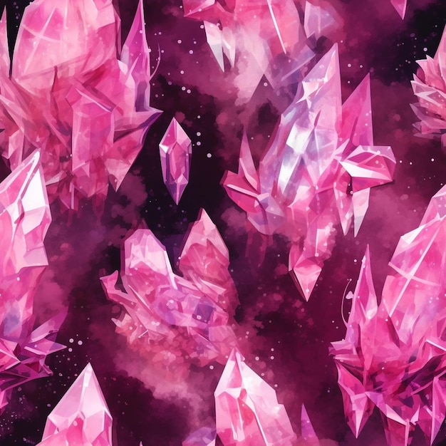A painting of a pink and purple crystals with the words " pink " on it.