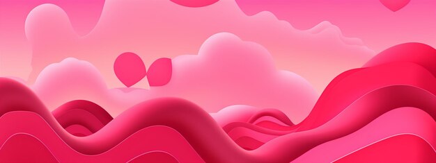 a painting of pink and red hearts with a pink background