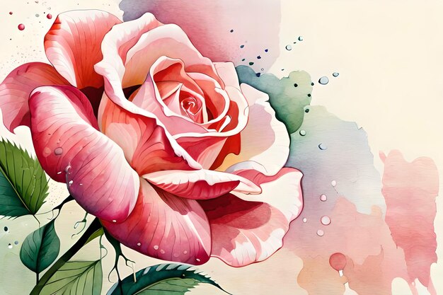 Premium AI Image | A painting of a pink rose with watercolors