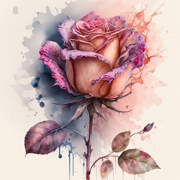 Photo a painting of a pink rose with the word 