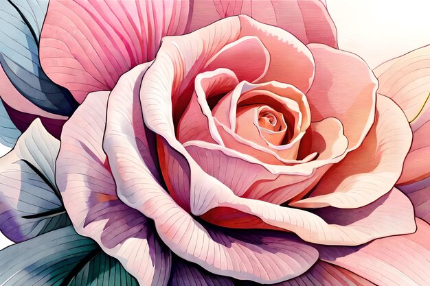 A painting of a pink rose with the word love on it