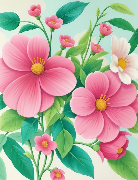 A painting of pink and white flowers generative ai