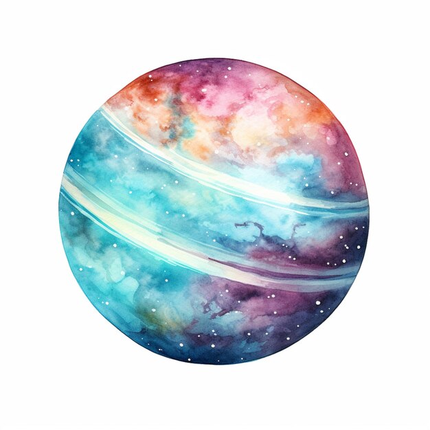 painting of a planet with a colorful swirl in the middle generative ai