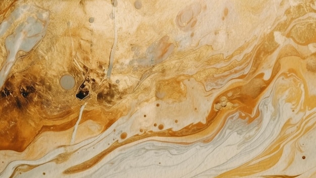 A painting of a planet with gold and brown colors