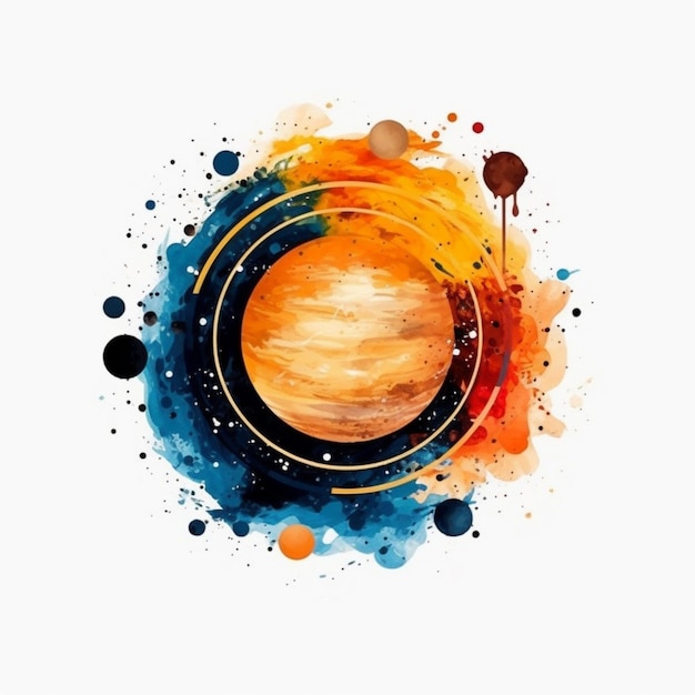 a painting of a planet with a ring around it generative ai