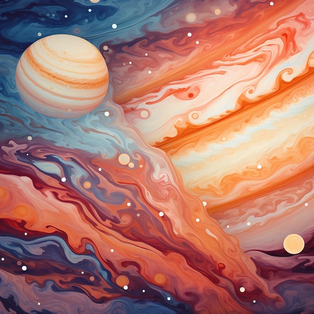 a painting of a planet with the universe in the background.
