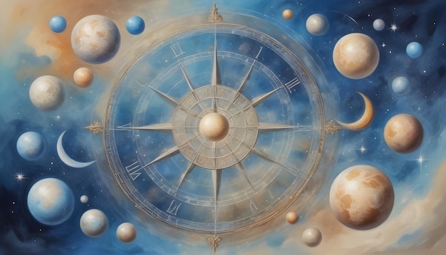 a painting of planets and planets in a spiral