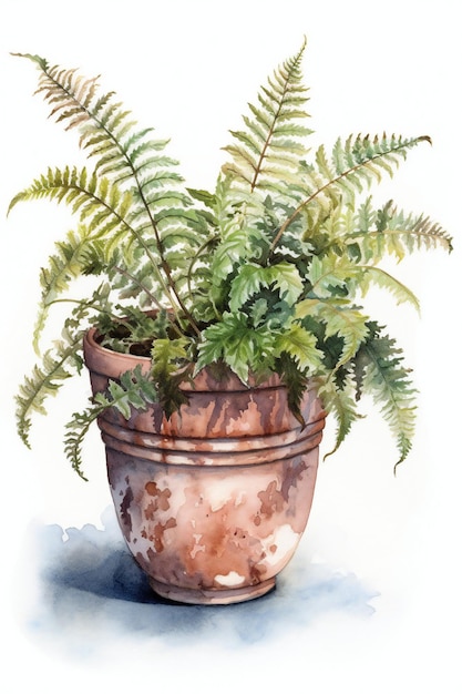 A painting of a plant in a pot