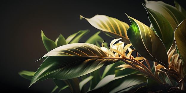 A painting of a plant with green leaves generative AI