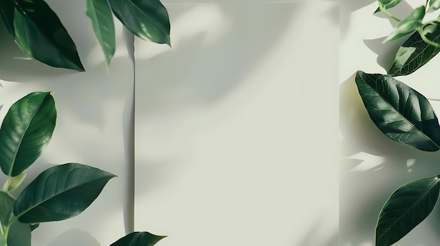 Photo a painting of a plant with green leaves on a white background