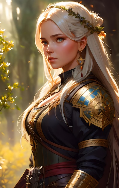 Painting portrait of a beautiful lady wear armor