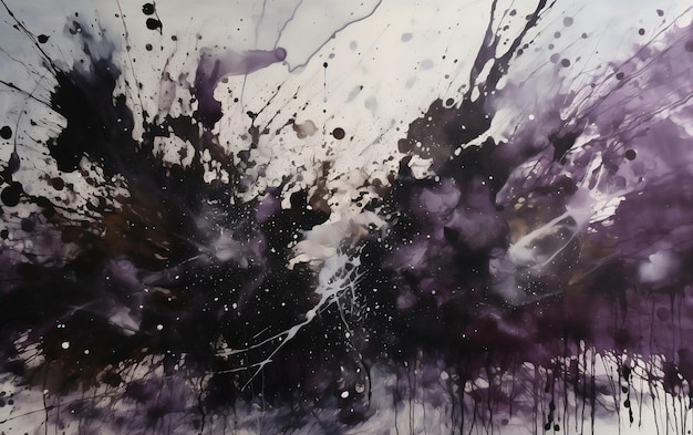 A painting of purple and black paint with the word'forest'on the bottom.