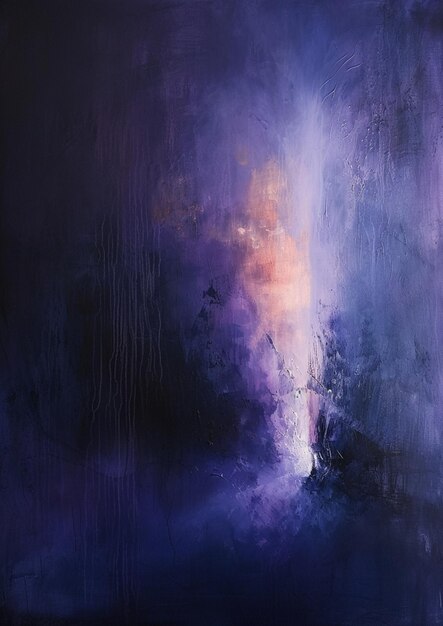 Photo painting of a purple and blue abstract painting with a black background generative ai