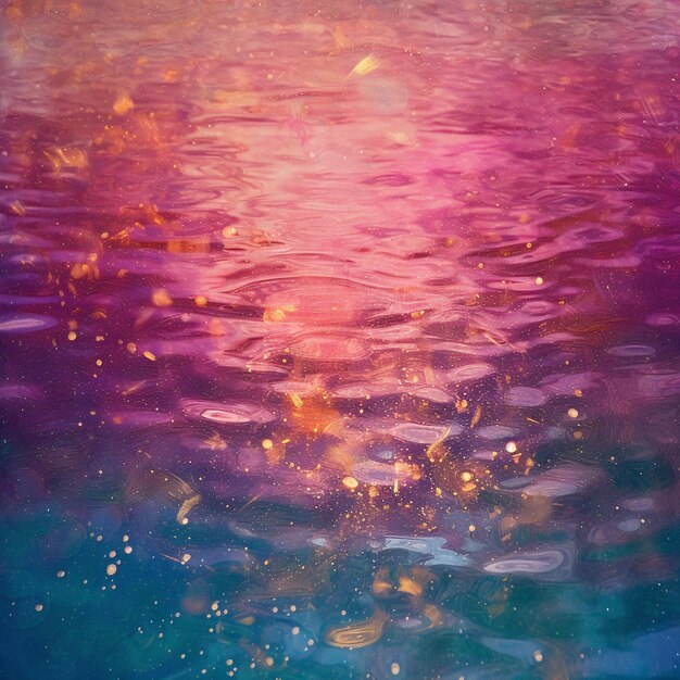 Painting of a purple and blue water with bubbles and stars generative ai