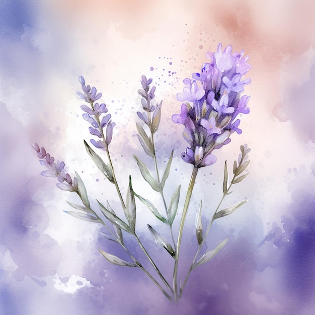 A painting of a purple flower with the word lavender on it.