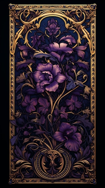 人が描いた紫の花の絵
