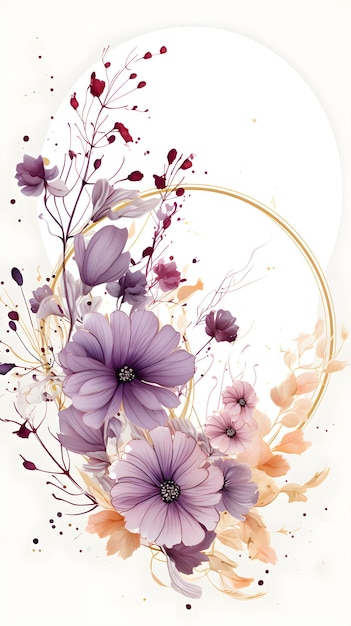 a painting of purple flowers with a white background Abstract Purple foliage background with