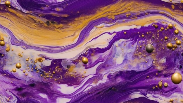 A painting of a purple and gold paint with gold paint