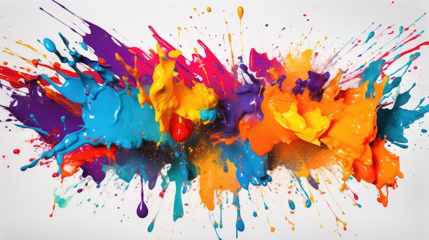 a painting of purple and orange paint is on a white background.