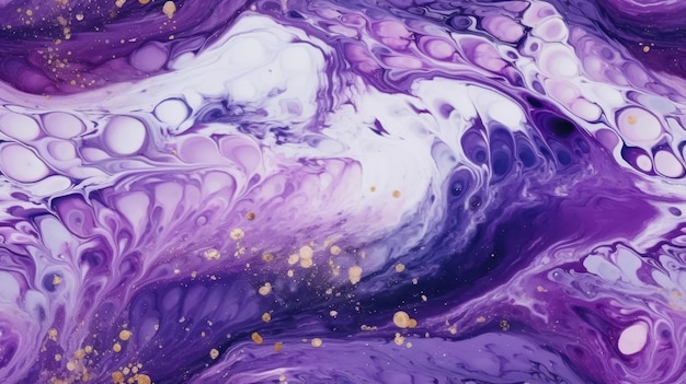 A painting of purple paint with gold paint in the background