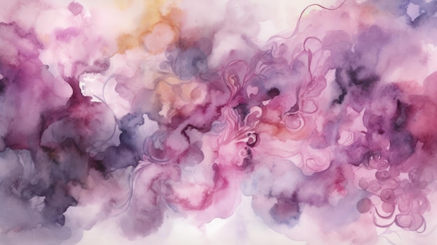 A painting of a purple and pink watercolor painting.