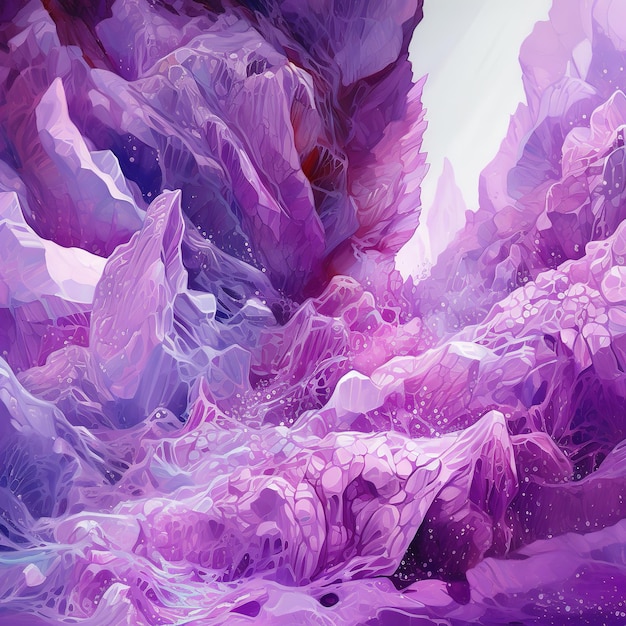 A painting of a purple and purple landscape
