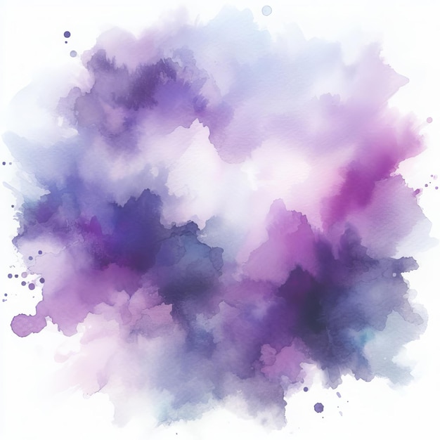 紫色と紫色の水彩画と斑点の絵画