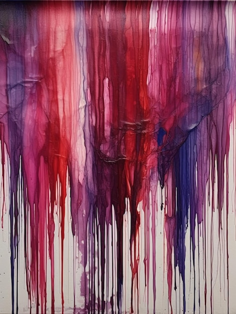 A painting of a purple and red paint drips.