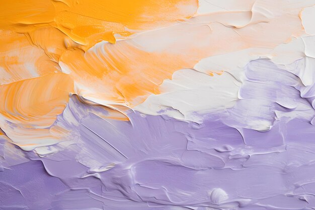 a painting of a purple and yellow paint with a white background