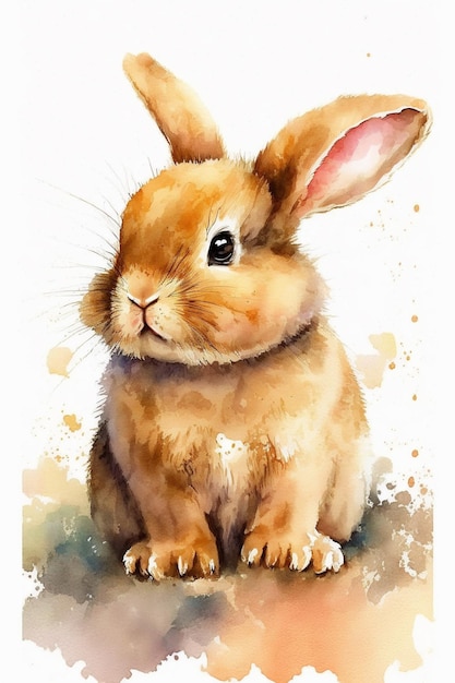 painting of a rabbit with a white background generative ai