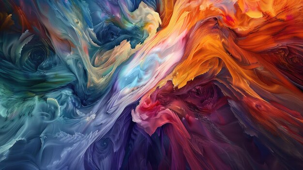 a painting of a rainbow colored liquid with a large eye