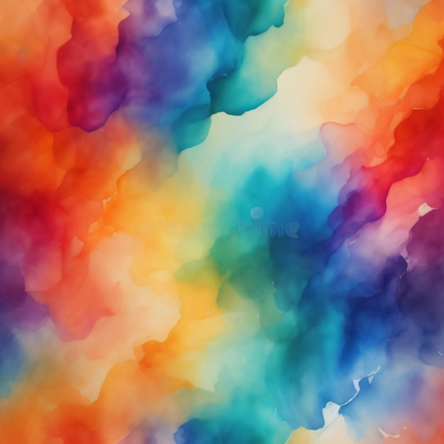 A painting of a rainbow colored watercolor