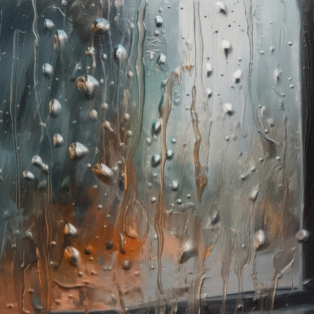 Photo a painting of raindrops on a window