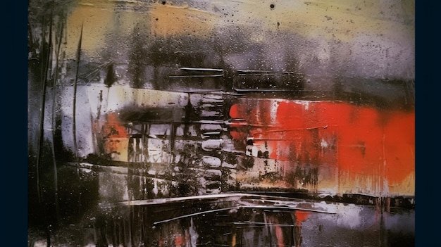 Картина красно-черной абстрактной живописи с белым фоном и красно-черной абстрактной живописи.