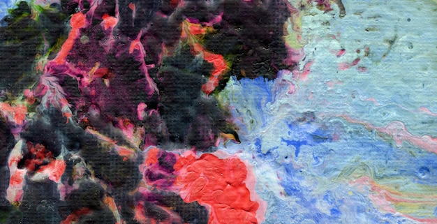 A painting of a red and blue substance.