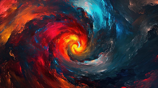 Painting of a Red and Blue Vortex