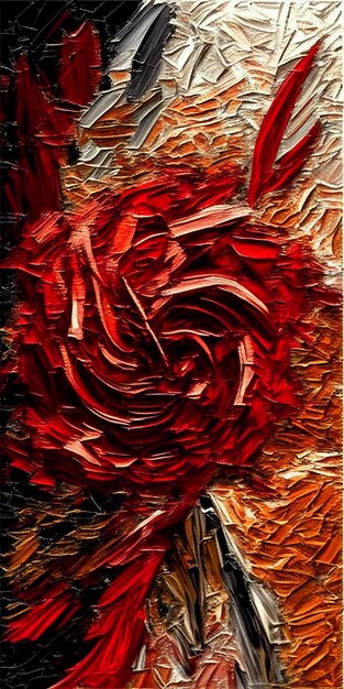 A painting of a red flower with the word love on it