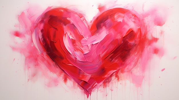 Photo a painting of a red heart on a white background