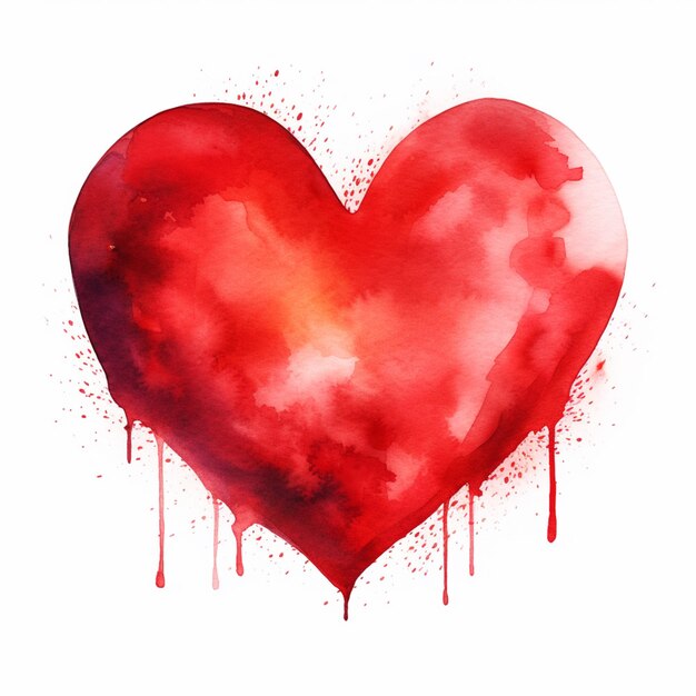 Photo painting of a red heart with blood dripping down it generative ai