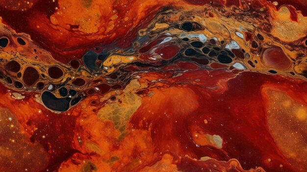 A painting of a red liquid with the words fire on it