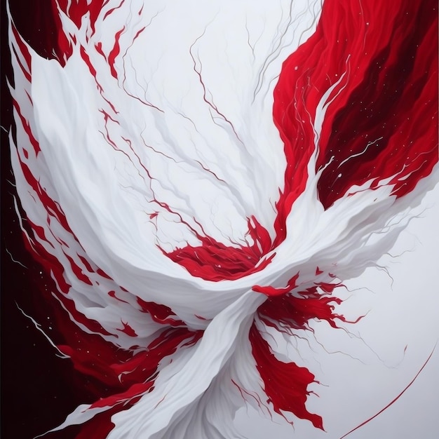 A painting of a red and white swirl with the word love on it.