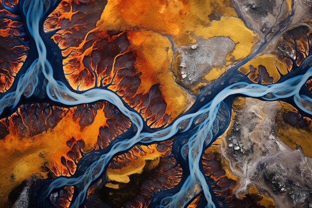 Photo a painting of a river with a river flowing through it