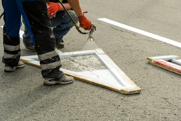 Painting of road markings