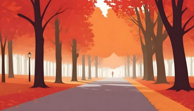 Photo a painting of a road with a man walking in the distance