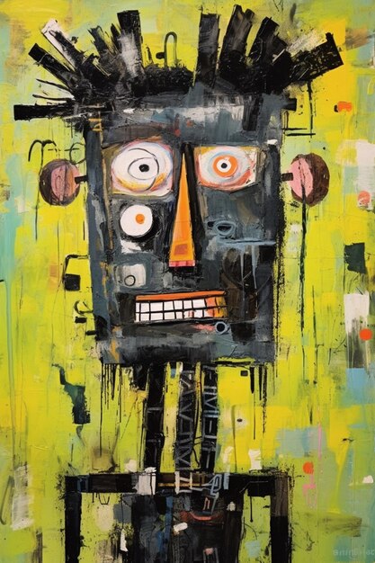 A painting of a robot with a big nose and a big nose.