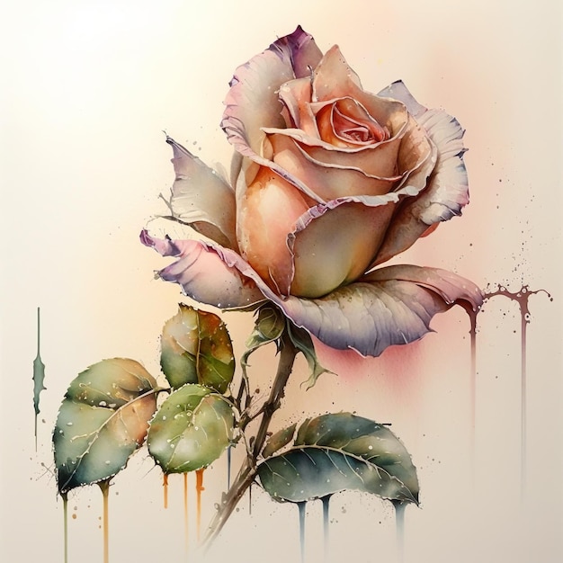 Photo a painting of a rose with the word 