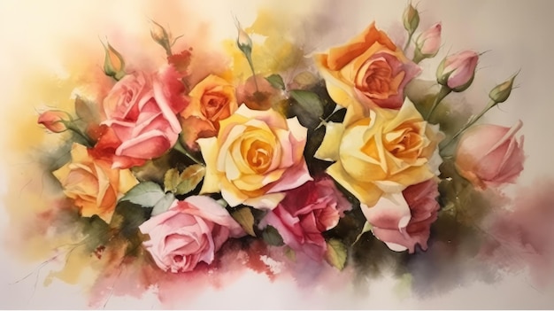 A painting of roses with the word love on it